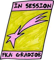 Pink and Yellow logo with a star in the middle and In Session text at the top and FDA GRADJOB at the bottom