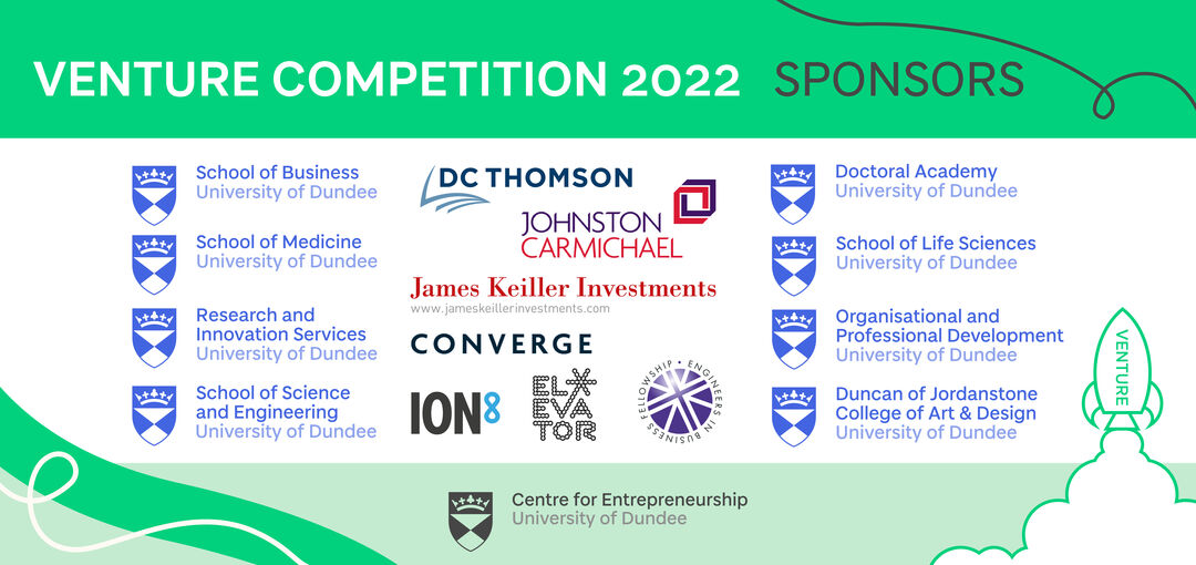 Logos of sponsors for Venture competition 2022