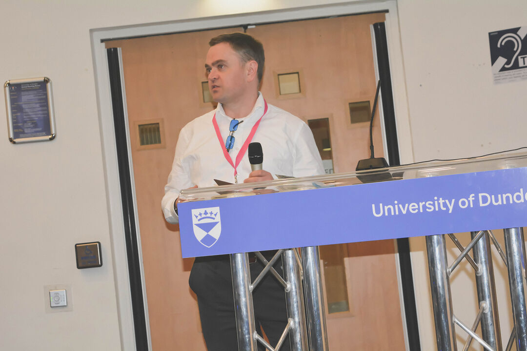 Andrew Woodland presenting at the Venture final 2018 competition