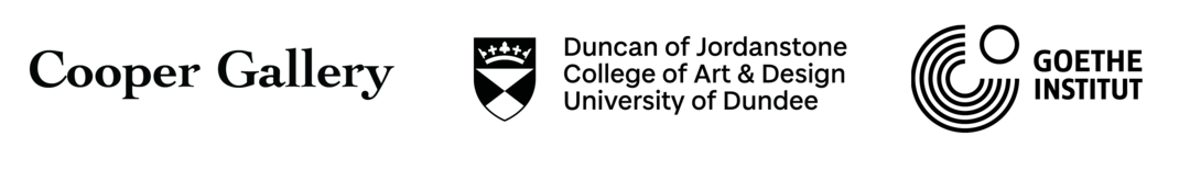 logo block of funders: Cooper Gallery, Duncan of Jordanstone College of Art & Design, Goethe Institut