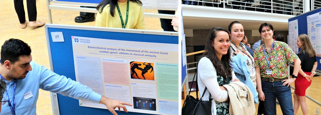 Andreas Bourantanis discusses his research poster.