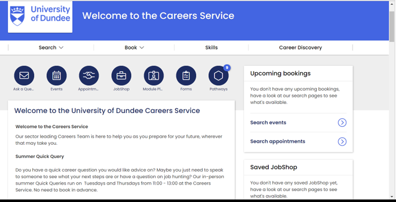 Careers portal landing page