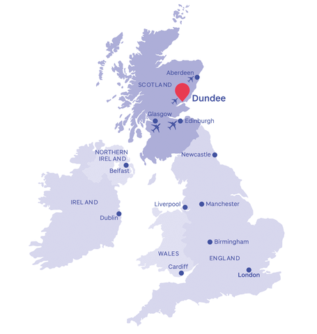Map showing where Dundee is