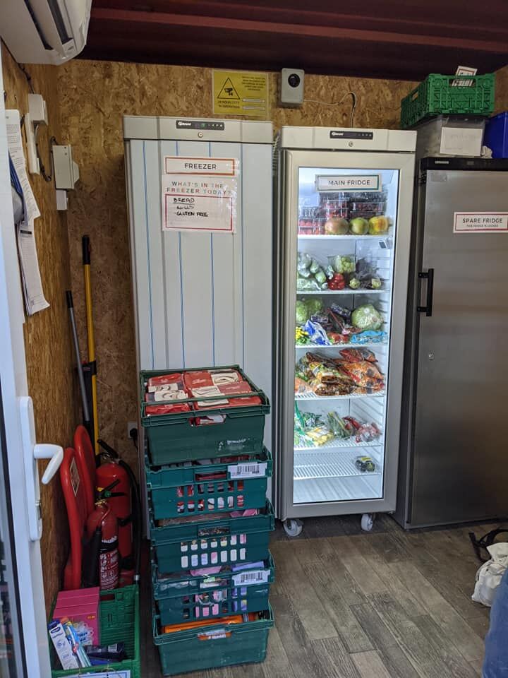 Photo of the community fridges with food in them.
