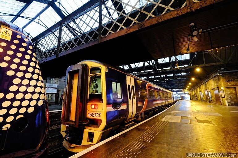 train at station at night