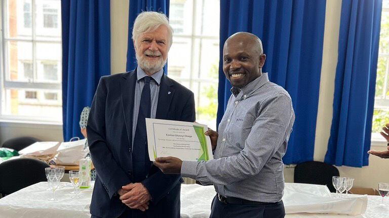 Mr. Ezekiel Okaga pictured with Professor Sir Jim Skea