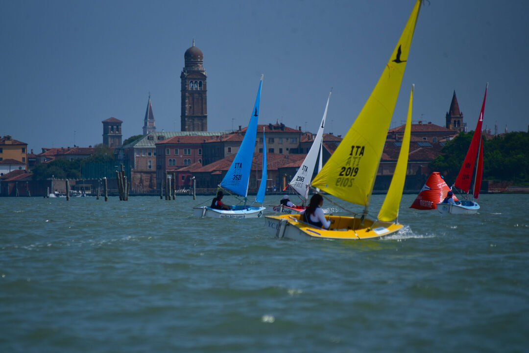 Sail boats taking part in the Italian Hansa Nationals 