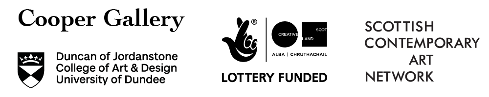 Logos for Cooper Gallery, Creative Scotland, DJCAD, Scottish Contemporary Art Network