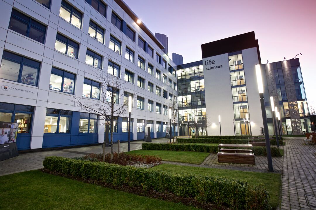 White building with "life sciences" written on the side