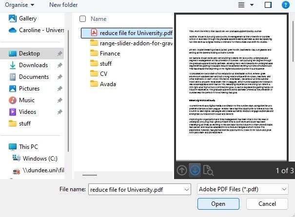 Screenshot shows a list of documents. Select and open your PDF from  your device