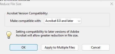 Choose Adobe Acrobat Compatibility