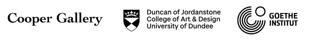 Funders logos. Cooper Gallery, DJCAD, Goethe Institut