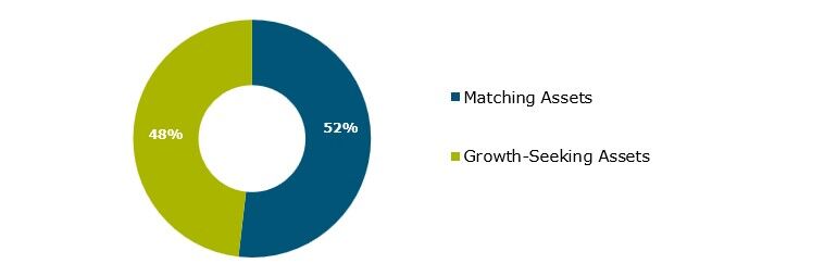 Graph shows Matching assets 53% and Growth seeking assets 48%