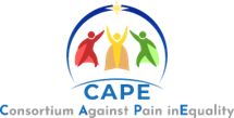 CAPE logo showing three outlines of people with red, yellow and green capes