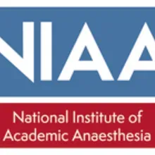NIAA logo with blue background at the top and and red background at the bottom with the text National Institute of Academic Anaesthesia 