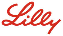 Lilly logo, red cursive style typeface.