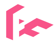 Fast Familiar logo in pink (A F with a shadow)