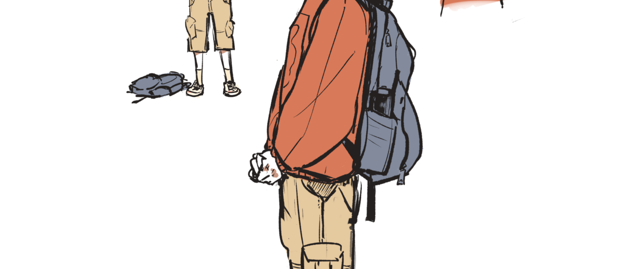 Character design of a child with a backpack