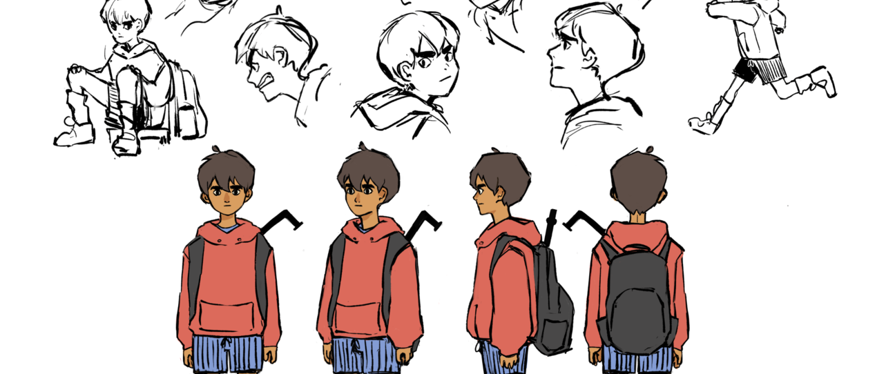 Character design of protagonist of storyboard "The Boy"